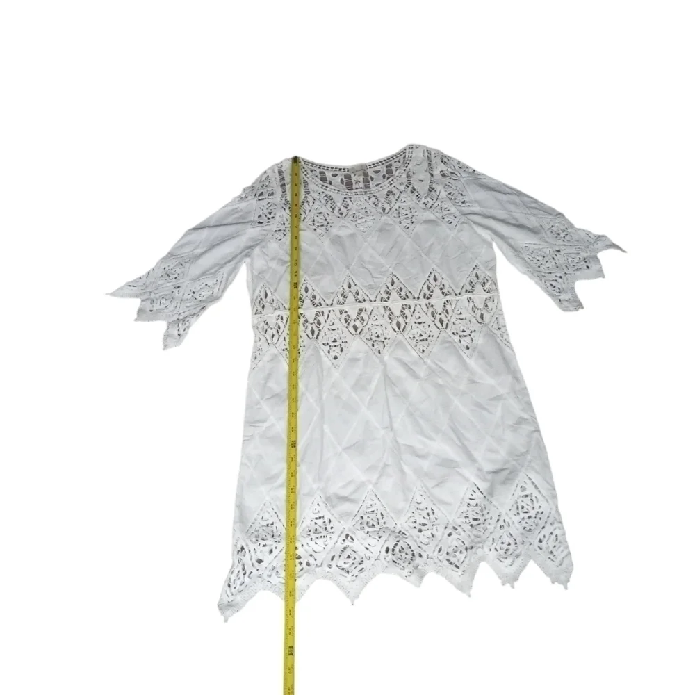 Pilyq Crochet Women's White Cut Out Crochet Swim Coverup Size X Small/Small